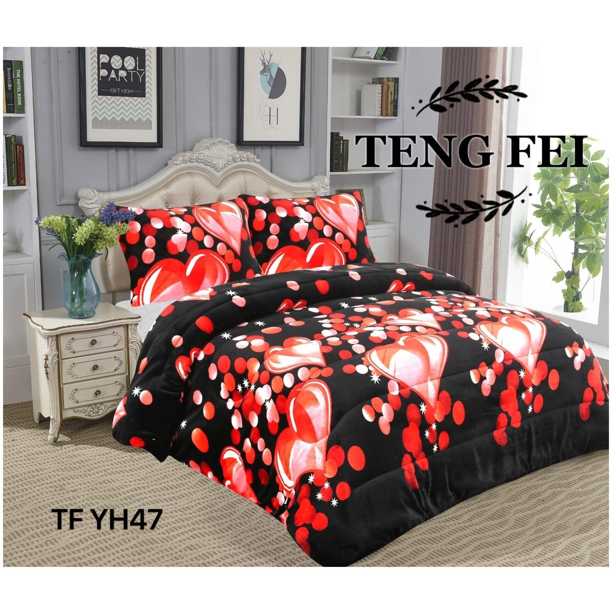 GENERICO - Cobertor de invierno Plush con Chiporro 2 plazas - Corazones