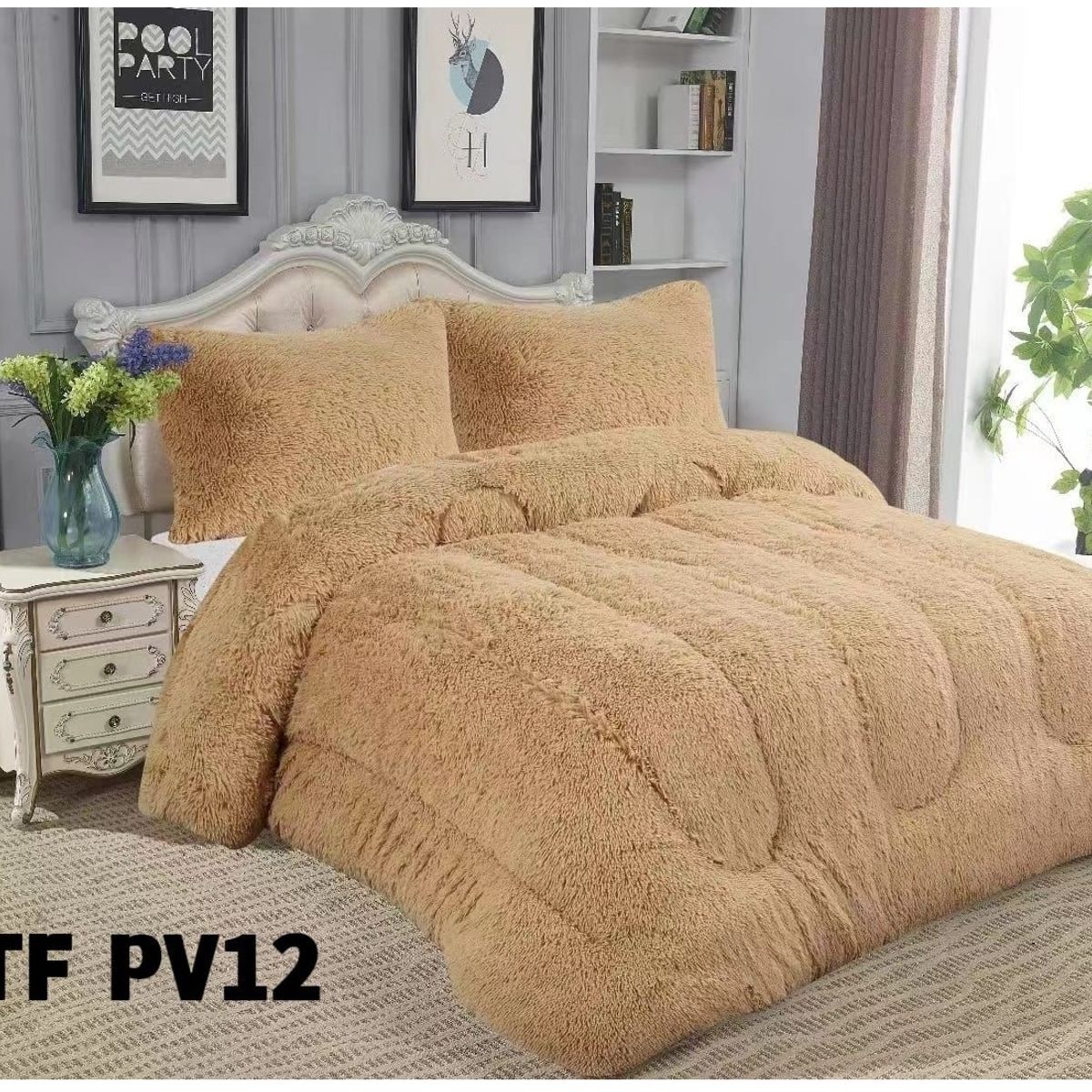 GENERICO - Cobertor de invierno peludo con chiporro 2 Plazas - Beige