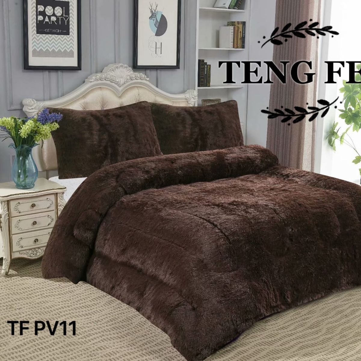 GENERICO - Cobertor de invierno peludo con chiporro 2 Plazas - Café