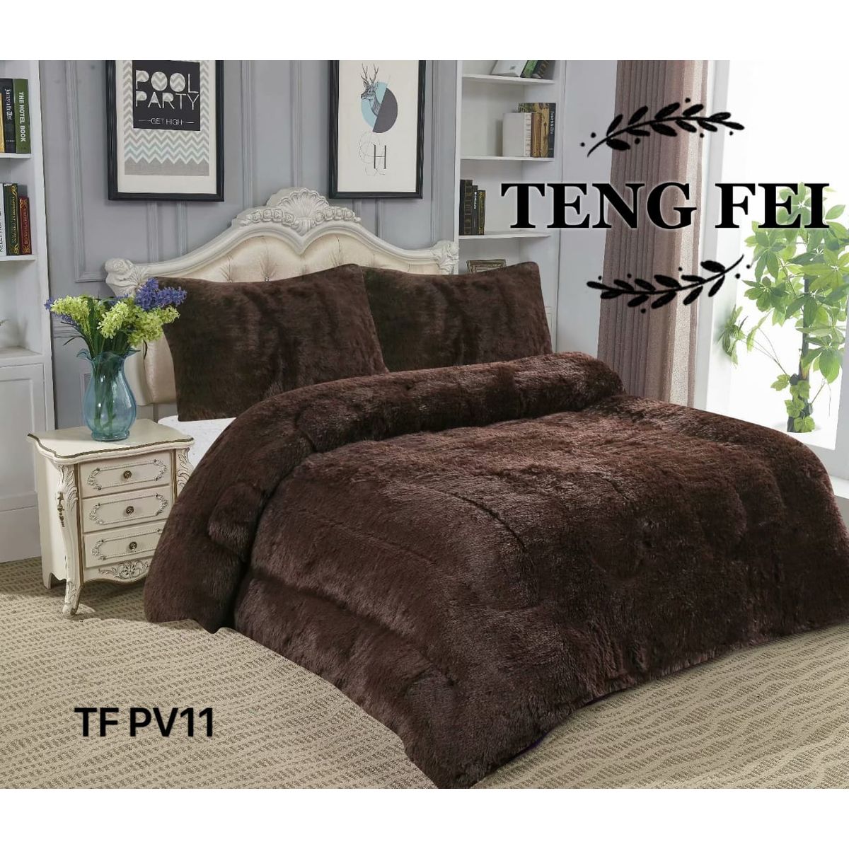 GENERICO - Cobertor de invierno peludo con chiporro 2 Plazas - Café