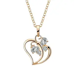 LUXURYJOYAS - Collar Corazon Mariposa Baño Oro 18kt