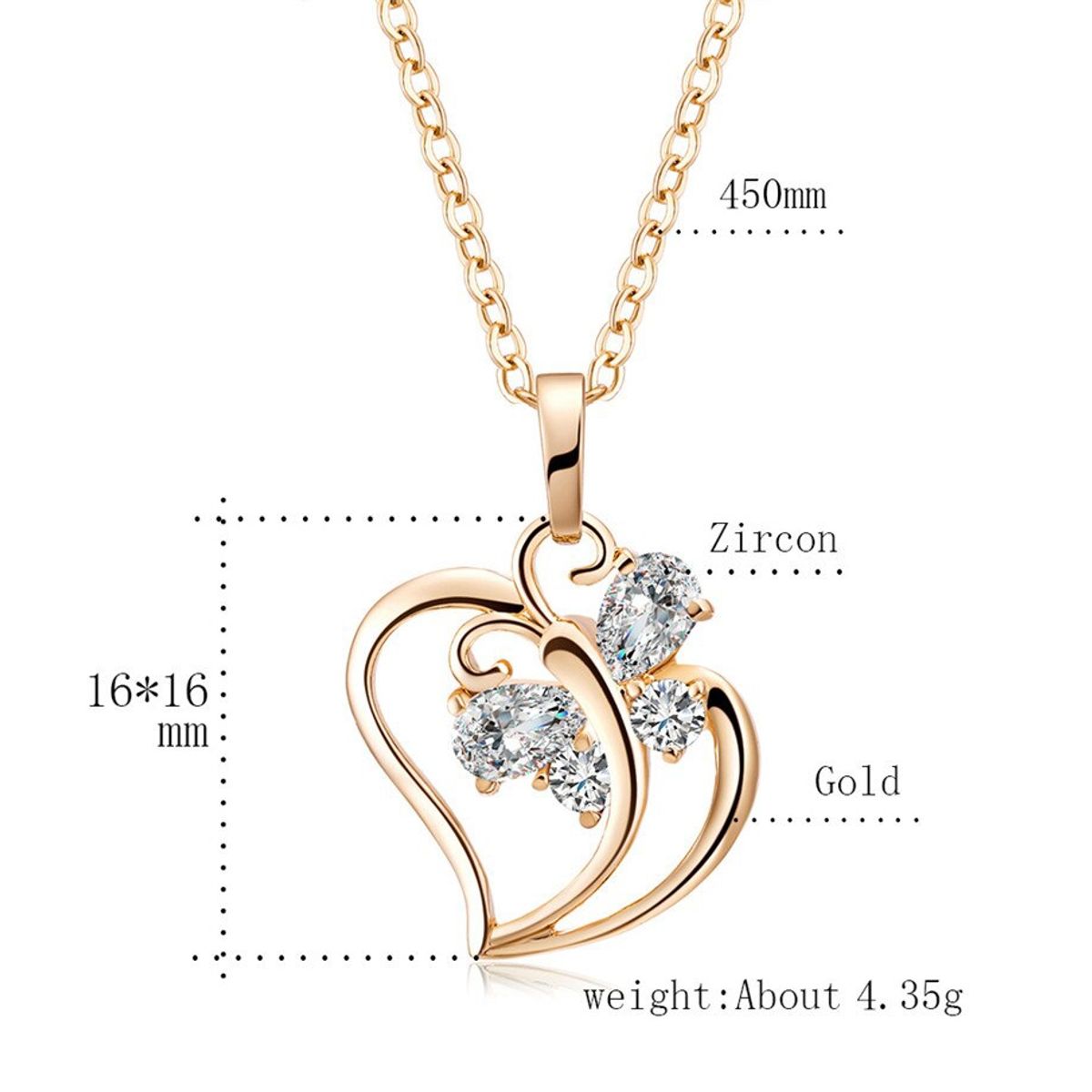LUXURYJOYAS - Collar Corazon Mariposa Baño Oro 18kt