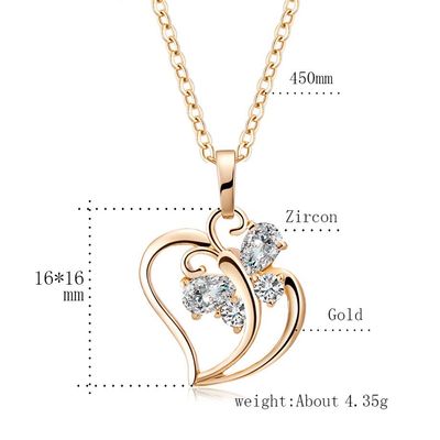 Imagen 2 del producto Collar Corazon Mariposa Baño Oro 18kt