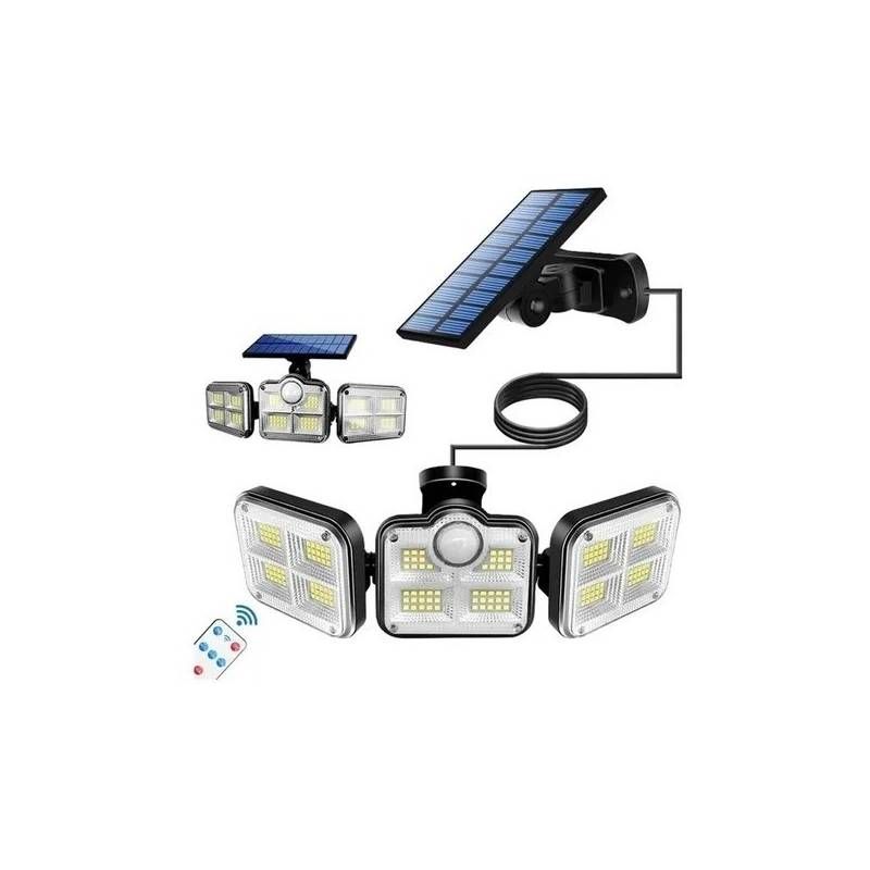 GENERICO - Luz Solar Foco Triple Cabezal Con Sensor De Movimientos1626