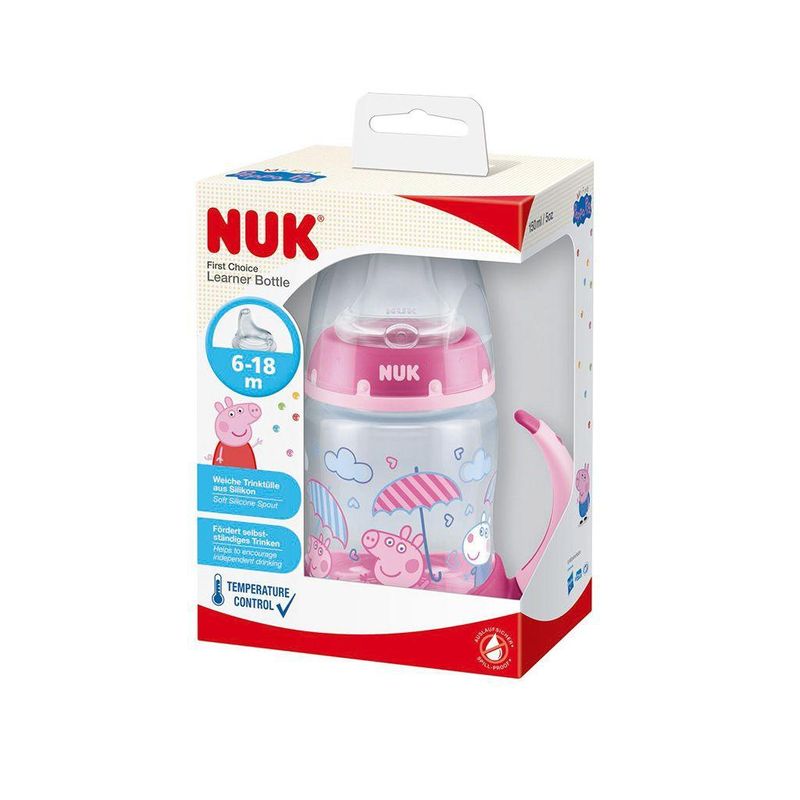 NUK - VASO APRENDIZ NUK PEPPA PIG ROSADO CONTROL TEMP 6 m+