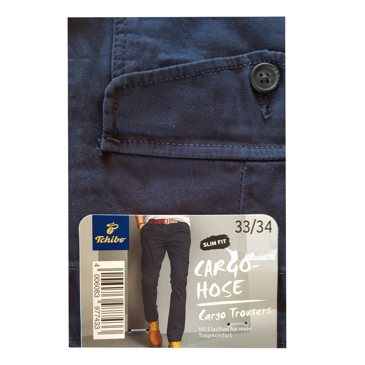 TCHIBO - Pantalones Cargo Azul Hombre
