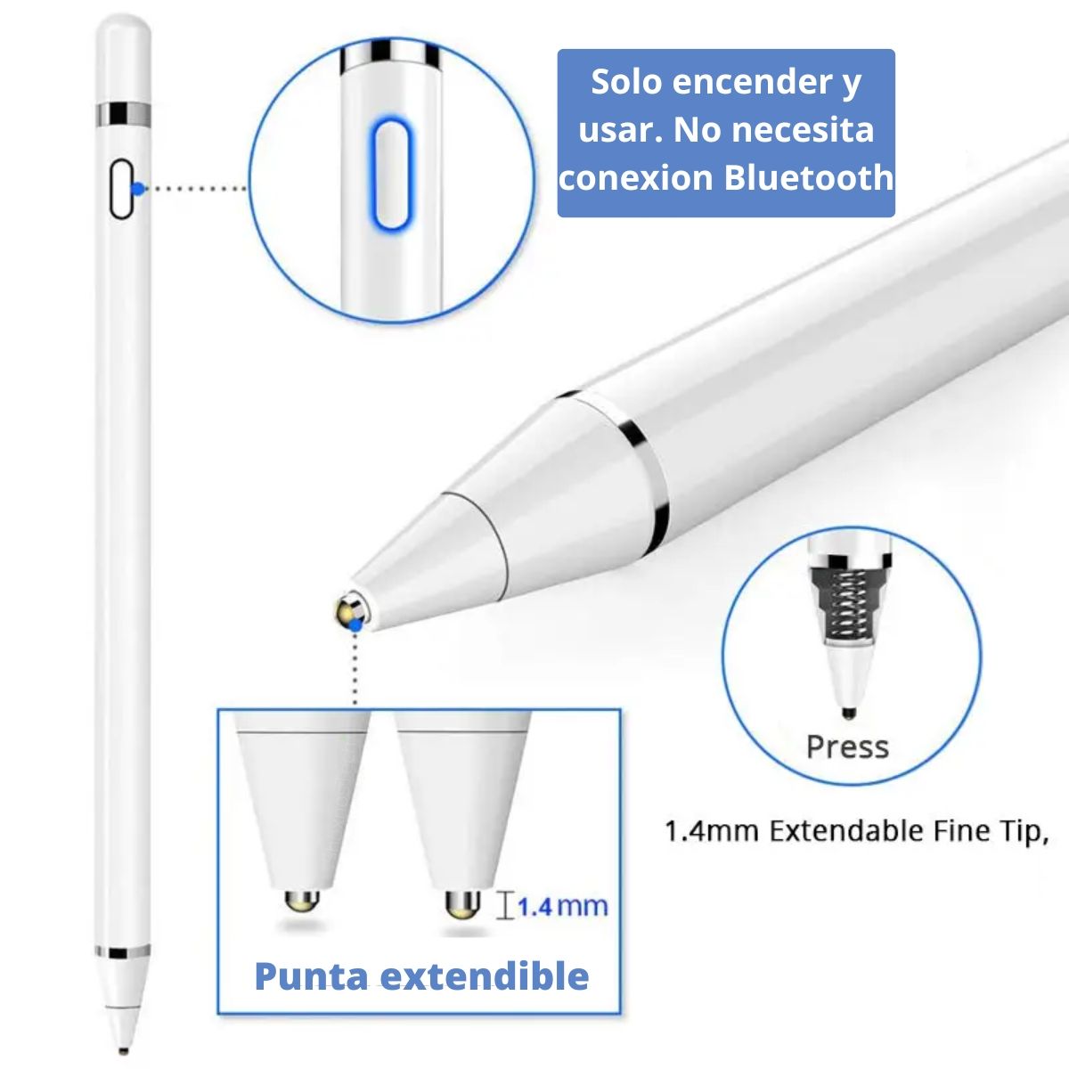 GENERICO - Lapiz Optico Universal Para Apple Ipad Blanco