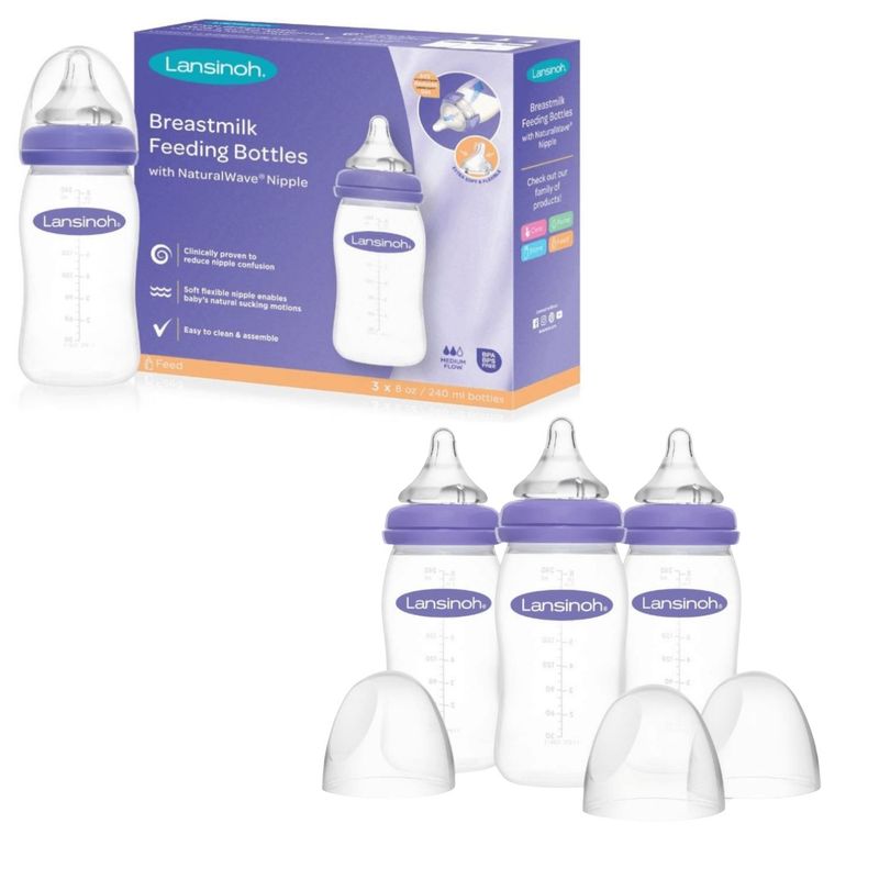 LANSINOH - PACK 3 MAMADERAS LANSINOH 240 ML. FLUJO MEDIO