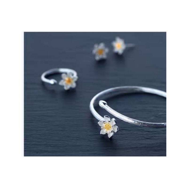 CUPIDO GOLD - SET ANILLO ZARCILLO PULSERA PLATA S925