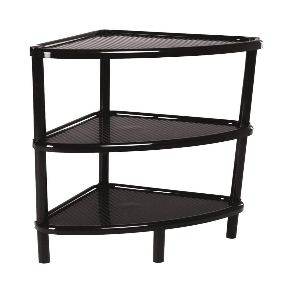 RIMAX - Estante esquinero triangular plastico 3 niveles Negro Rimax