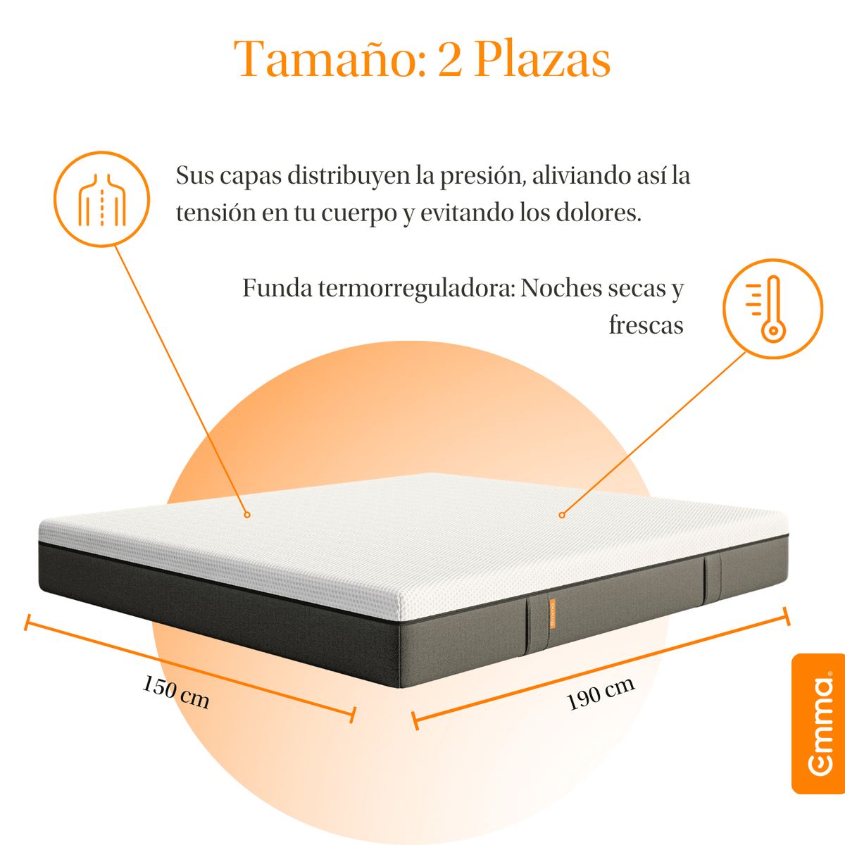 EMMA - Colchón Emma Original 2 Plazas 150X190