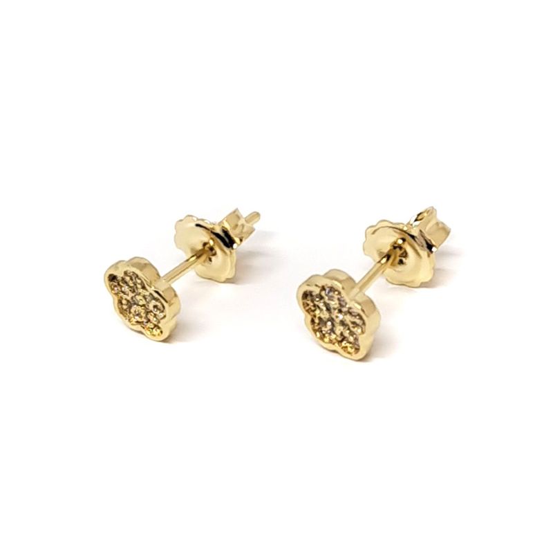 ANDREA COGGIOLA JOYAS - Aros Flor 6mm Circón Enchapado Oro 18K