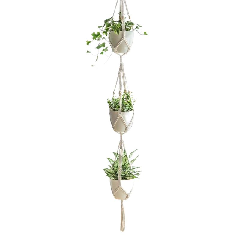 MACRAKO - Colgante de Macramé para tus macetas TRIPLE