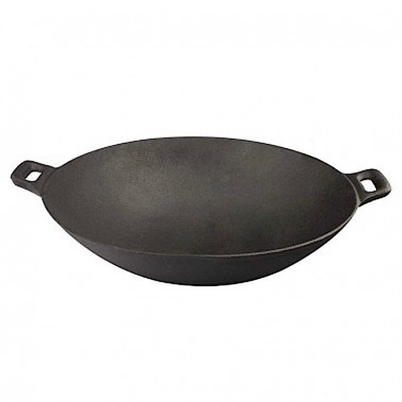 LUGANO - Wok Con Asas De Fierro Fundido 30 cm Negro
