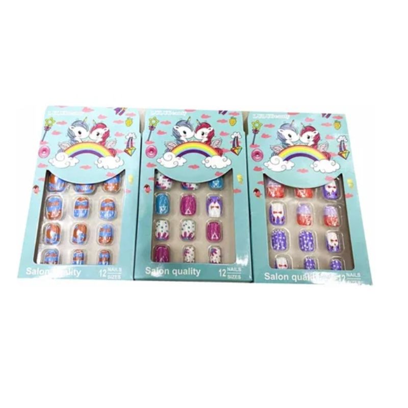 GENERICO - Pack 2 Uñas Postizas Para Niña De Diferentes Diseños