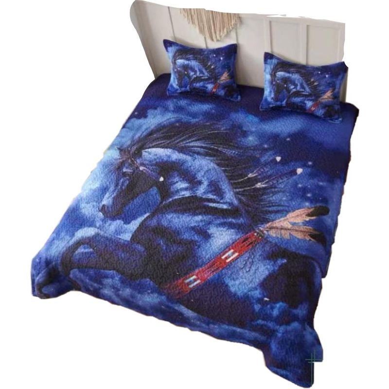 TODOHOGAR SANTIAGO DE CHILE - Cubrecama diseño estampado 32 2P caballo azul