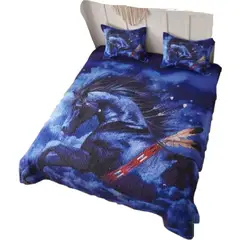 TODOHOGAR SANTIAGO DE CHILE - Cubrecama diseño estampado 32 2P caballo azul
