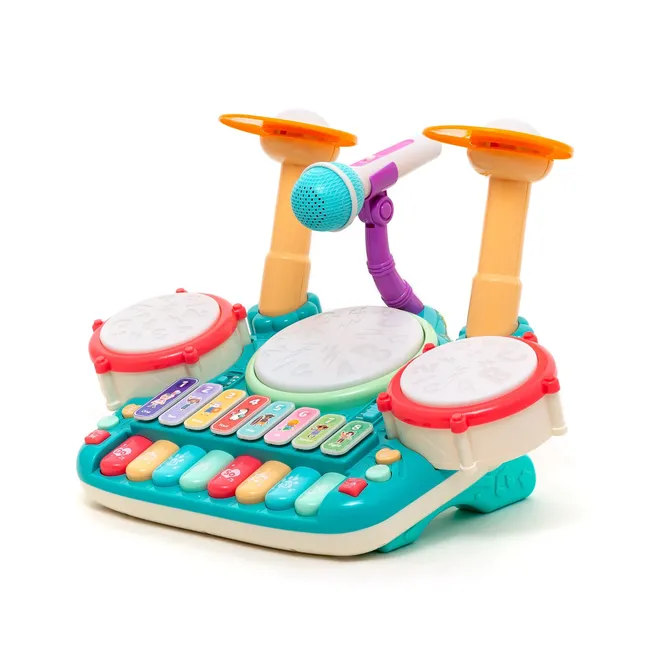 MUNDO ONLINE - Batería Juguete Musical Piano para Niños 5 En 1 Micrófono
