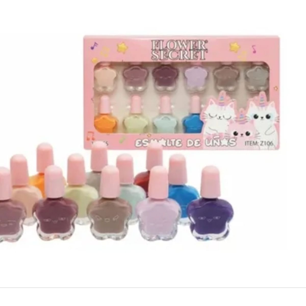 GENERICO - Set 12 Pinta Uñas Para Niñas Esmalte De Niñas Gatito