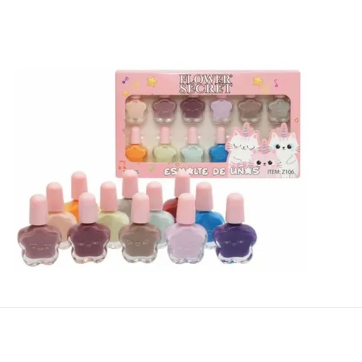 GENERICO - Set 12 Pinta Uñas Para Niñas Esmalte De Niñas Gatito