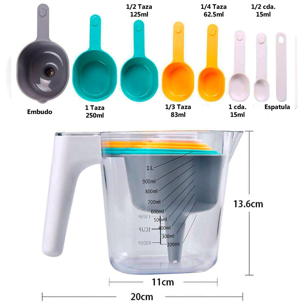 GENERICO - Set Cucharas Medidoras Y Jarro Graduado Cocina