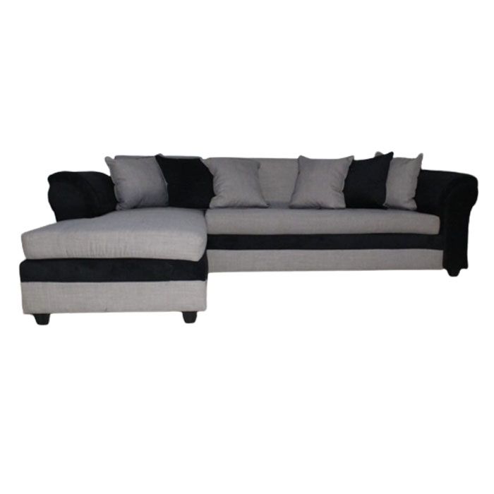 SECCIONAL LINO MUSTANG GRANDE IZQUIERDO GRIS CLARO BRAZO FELPA NEGRO