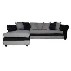 MUEBLERIA LATINA - SECCIONAL LINO MUSTANG GRANDE IZQUIERDO GRIS CLARO BRAZO FELPA NEGRO
