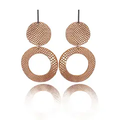 JARDIN DEL ESTE - Aros mujer cuero argollas cascabel cobre Jardín del Este.