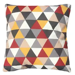 ELIZABETH PEPER - COJIN DECORATIVO DISEÑO TRIANGULAR ROJO Y AMARILLO 45X45 RELLENO