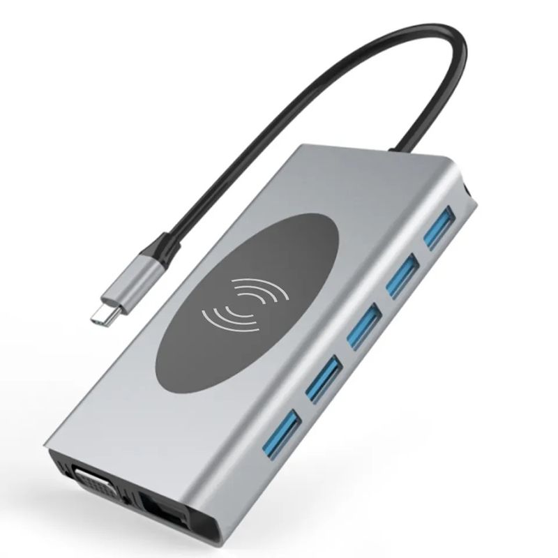 GENERICO - Hub Adaptador Usb TipoC 15 en 1 para MacBook y Windows Carga Magnétic