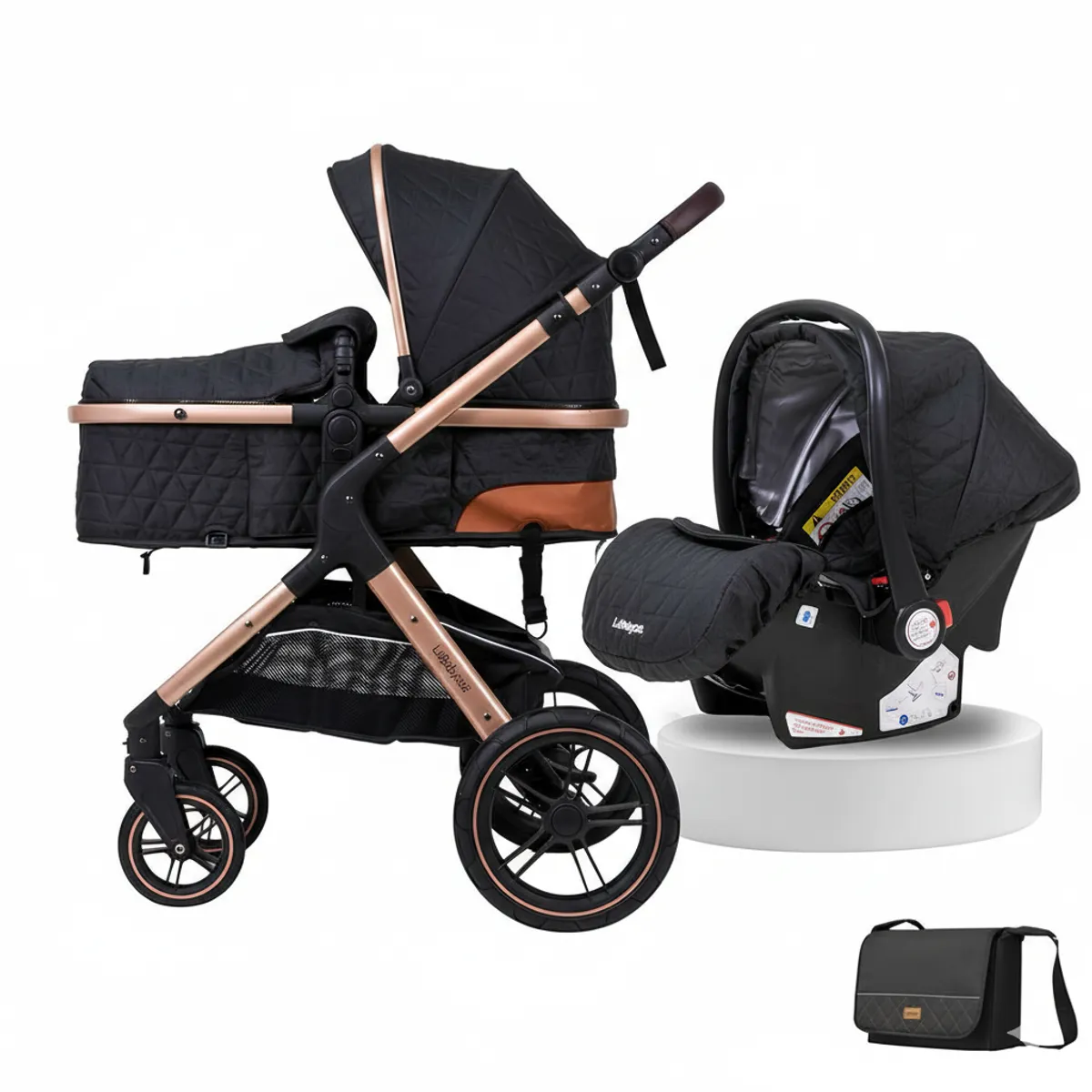 LUBABYCAS - Coche Travel System Con Accesorios LuBabycas X1 Negro