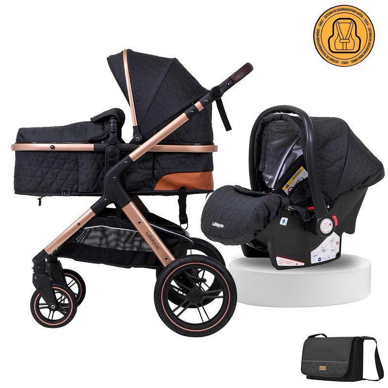LUBABYCAS - Coche Travel System Con Accesorios LuBabycas X1 Negro