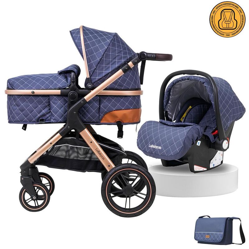 LUBABYCAS - Coche Travel System Con Accesorios LuBabycas X1 Azul