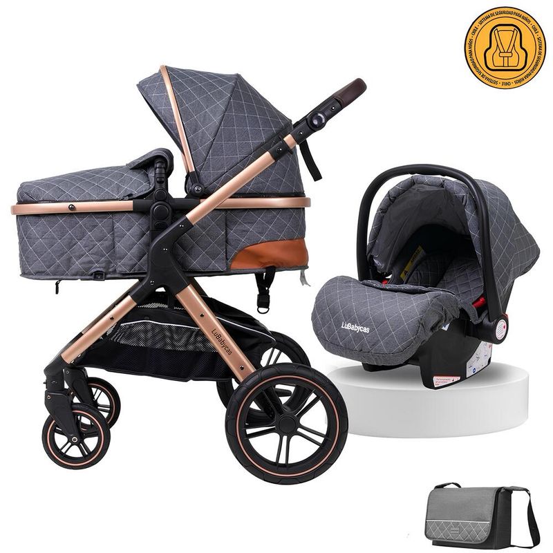 LUBABYCAS - Coche Travel System Con Accesorios LuBabycas X1 Gris