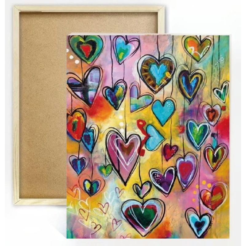 MI ARTE OCIO CONSENTIDO - Pintura diamante Corazones 40x30 cm INCLUYE BASTIDOR