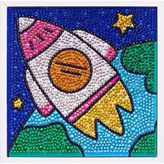 MI ARTE OCIO CONSENTIDO - Pintura diamante Cohete 15x15 INCLUYE MARCO