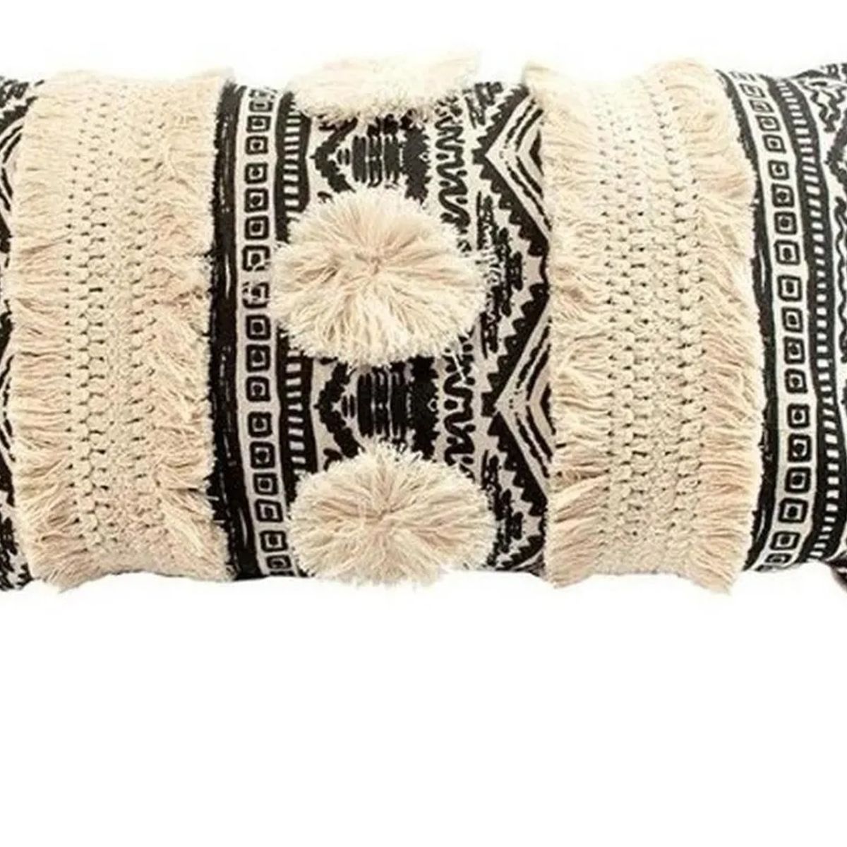 GENERICO - Cojín Rectangular Con Relleno Pompones - S0592