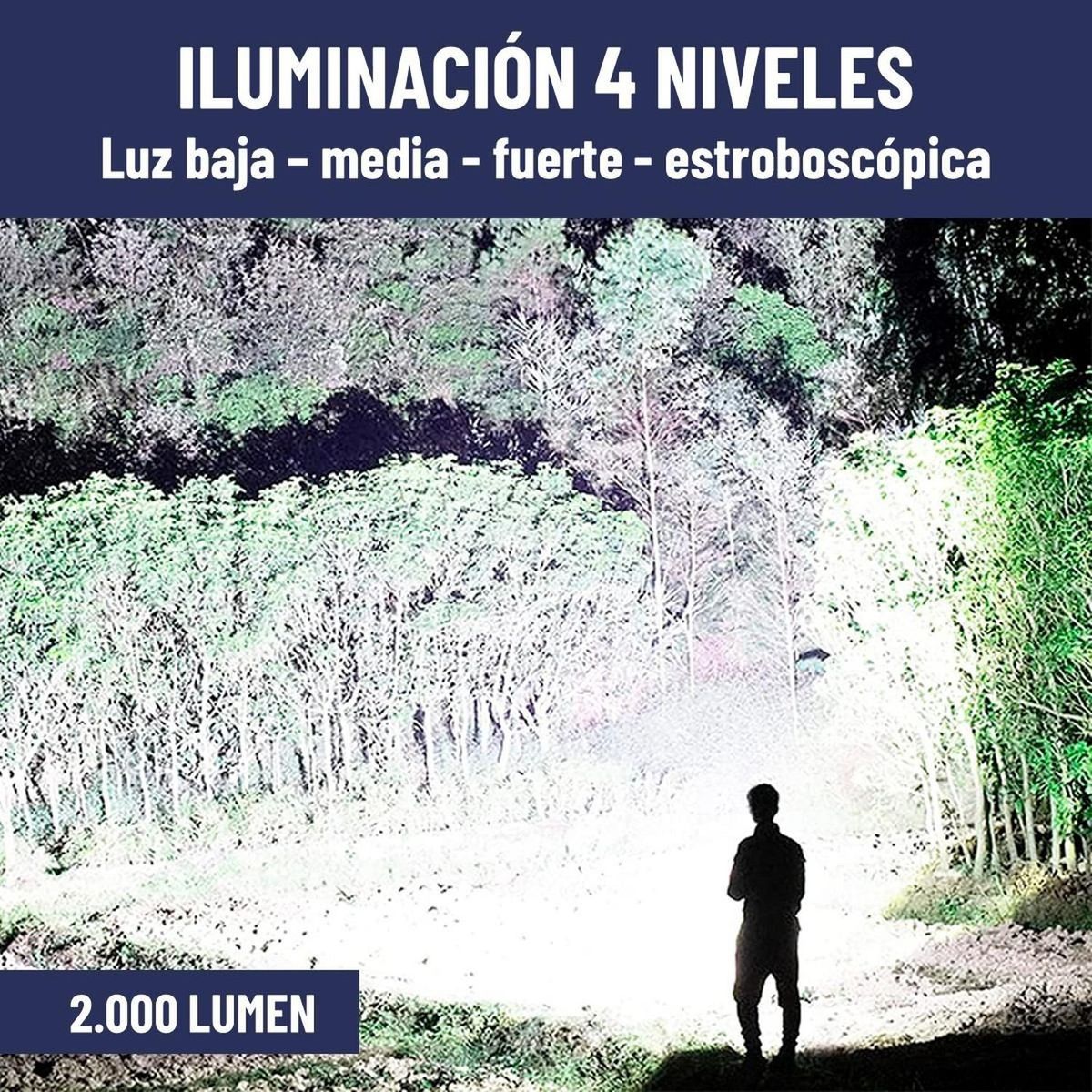 MAXWELL - Linterna Foco Largo Alcance Maxwell Recargable Usb +trípode