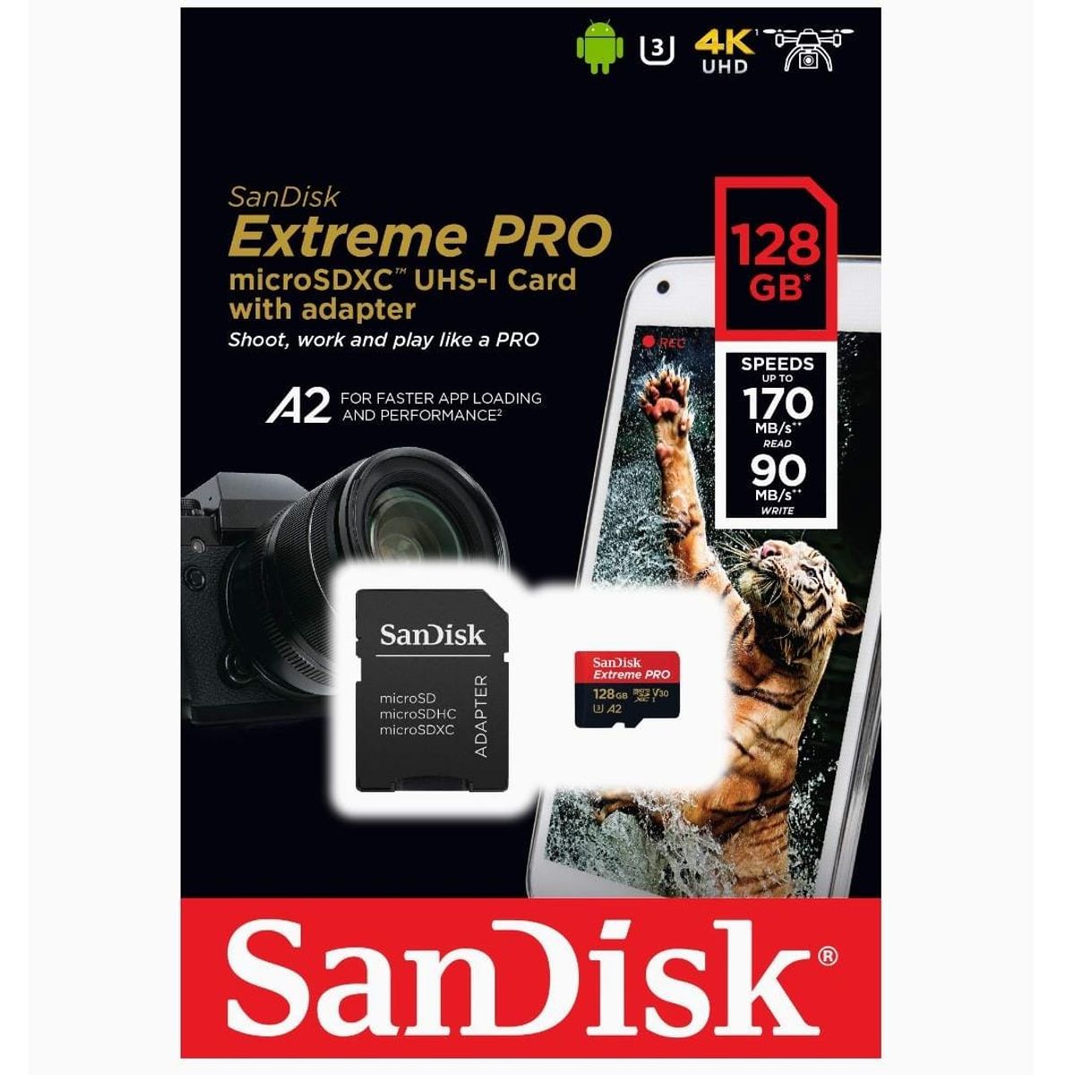 SANDISK - Memoria Sandisk Micro SD 128 GB Extreme Pro