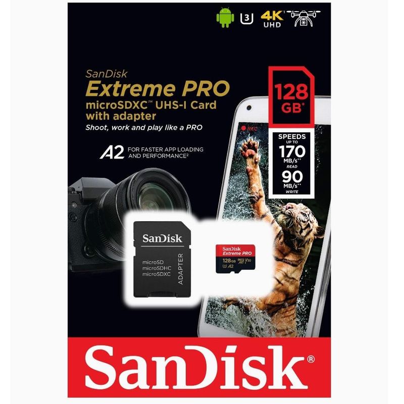SANDISK - Memoria Sandisk Micro SD 128 GB Extreme Pro