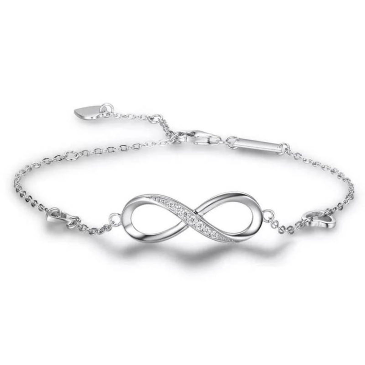 GENERICO - Pulsera Para Mujer Infinito Corazón de Plata Fina 925