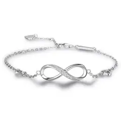 GENERICO - Pulsera Para Mujer Infinito Corazón de Plata Fina 925