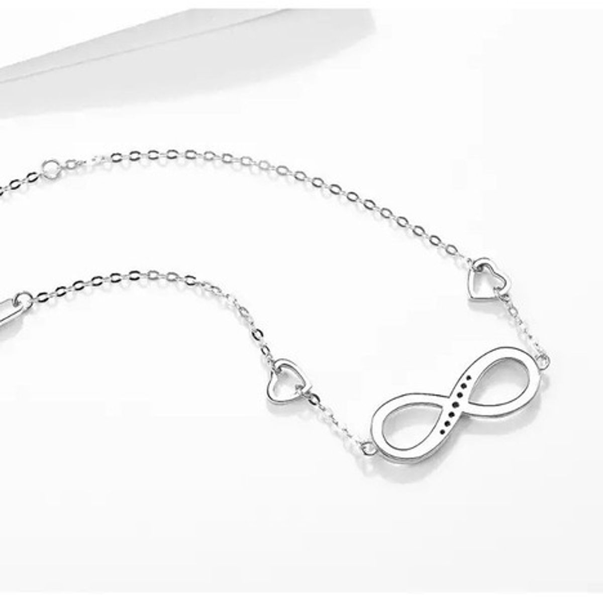 GENERICO - Pulsera Para Mujer Infinito Corazón de Plata Fina 925