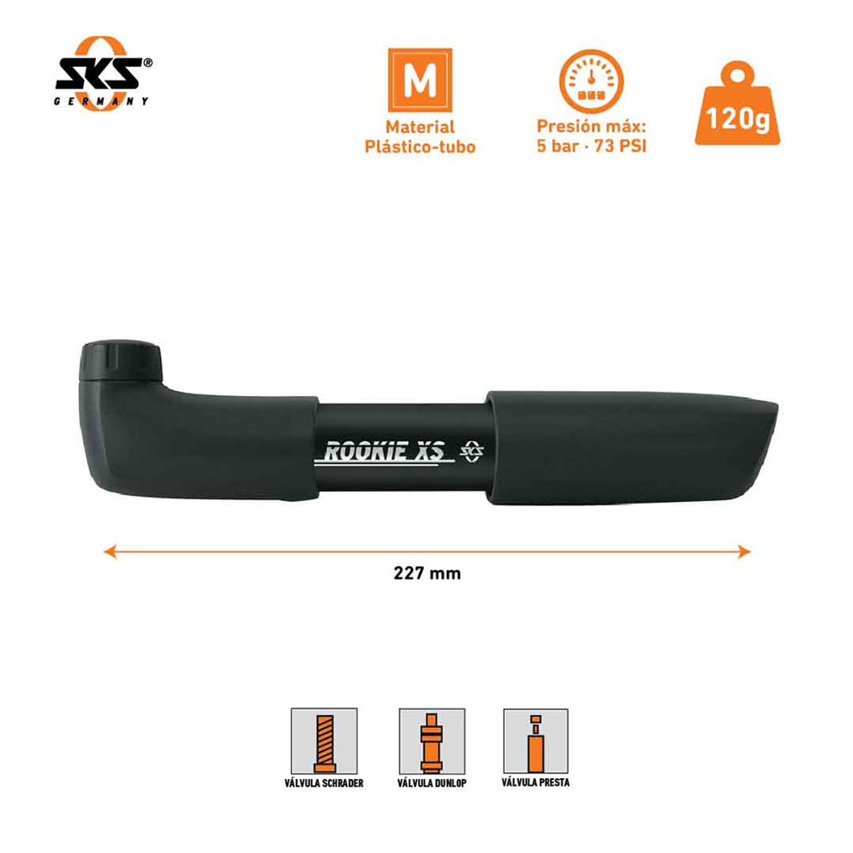 SKS GERMANY - Bombín Mini Rookie Xs De Mano Para Bicicleta