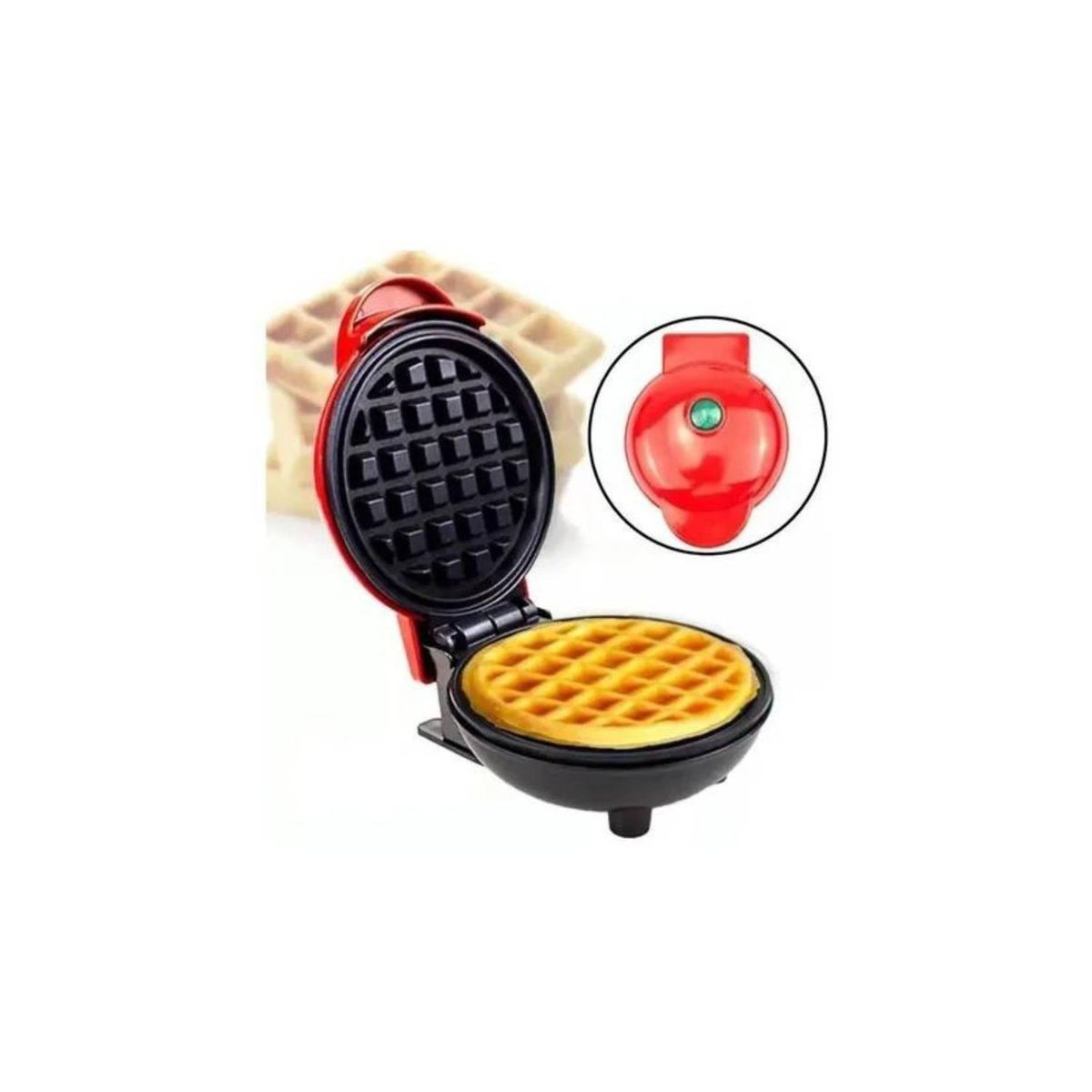 GENERICO - Mini Waflera Repostería Eléctrica Redonda Wafles Rojo