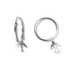 ANDREA COGGIOLA JOYAS - Aros Argollas Colgante Avión Plata Fina 925