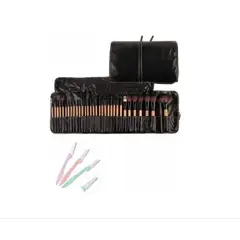 GENERICO - Set 32 Brochas Maquillaje Negro + Set 3 Perfilador De Cejas