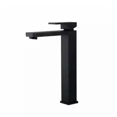 GENERICO - Llave monomando para lavamanos negro mate cuadrada
