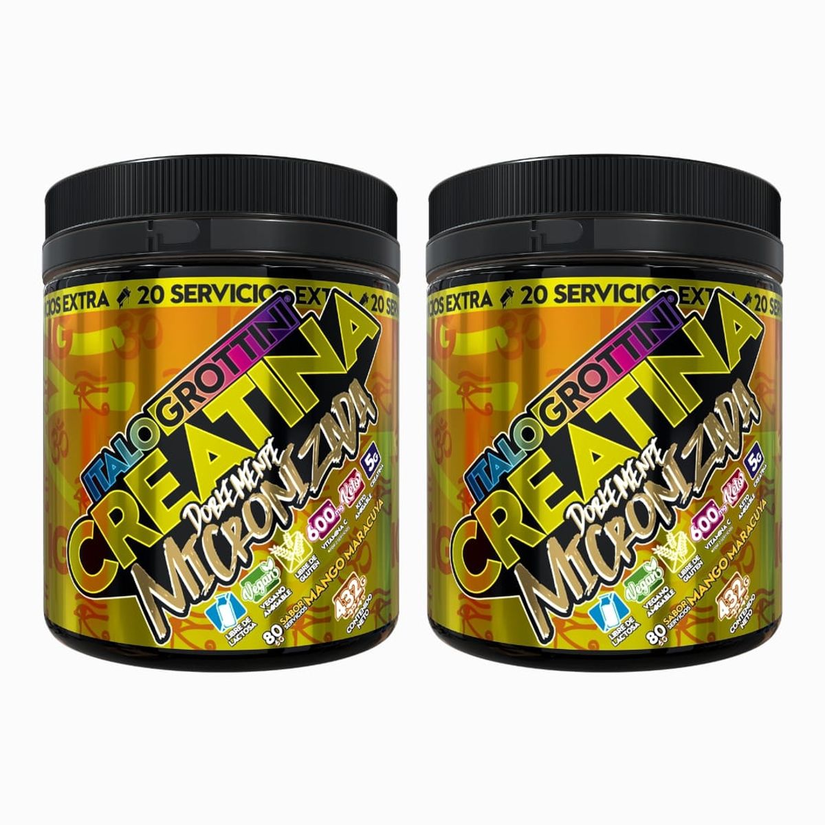 ITALO GROTTINI - 2 Creatinas Monohidrato Doblemente Micronizadas 80 SV c/u - Mango