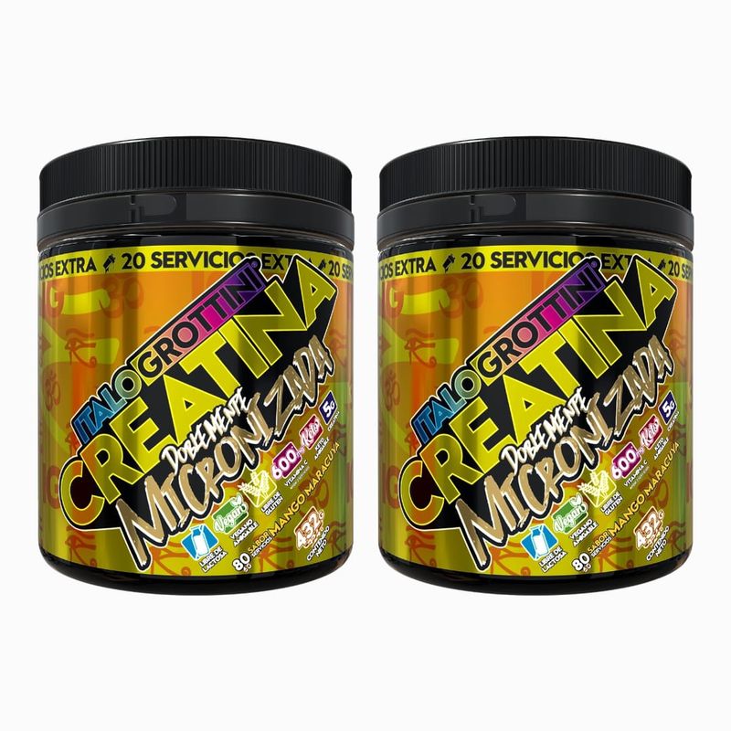 ITALO GROTTINI - 2 Creatinas Monohidrato Doblemente Micronizadas 80 SV c/u - Mango